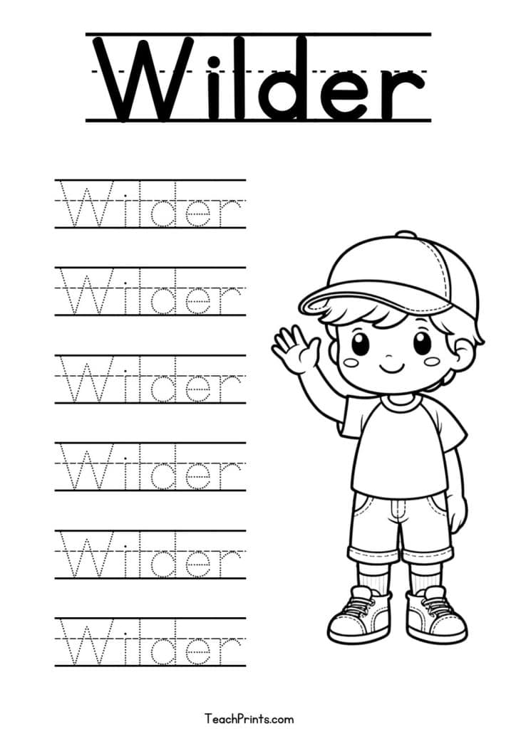 Wilder Name Tracing Worksheet
