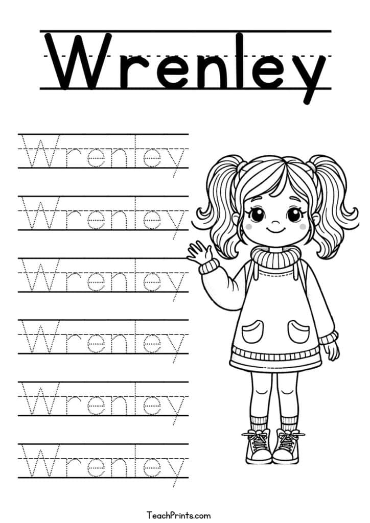 Wrenley Name Tracing Worksheet