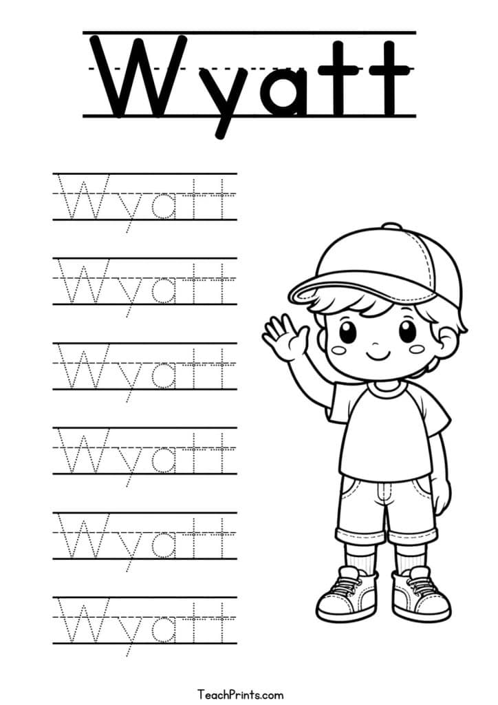Wyatt Name Tracing Worksheet