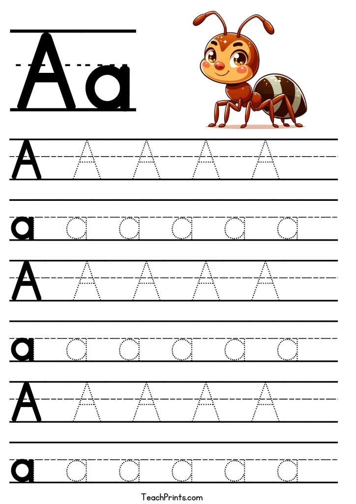 free capital A tracing printable