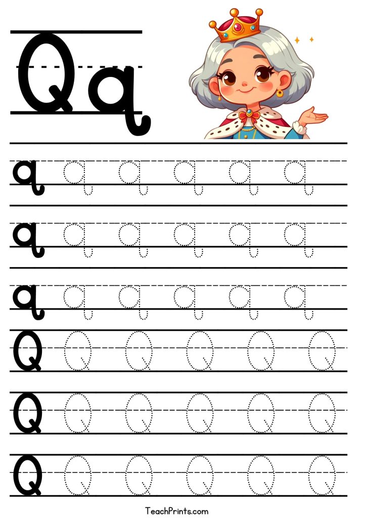 free capital Q tracing printable