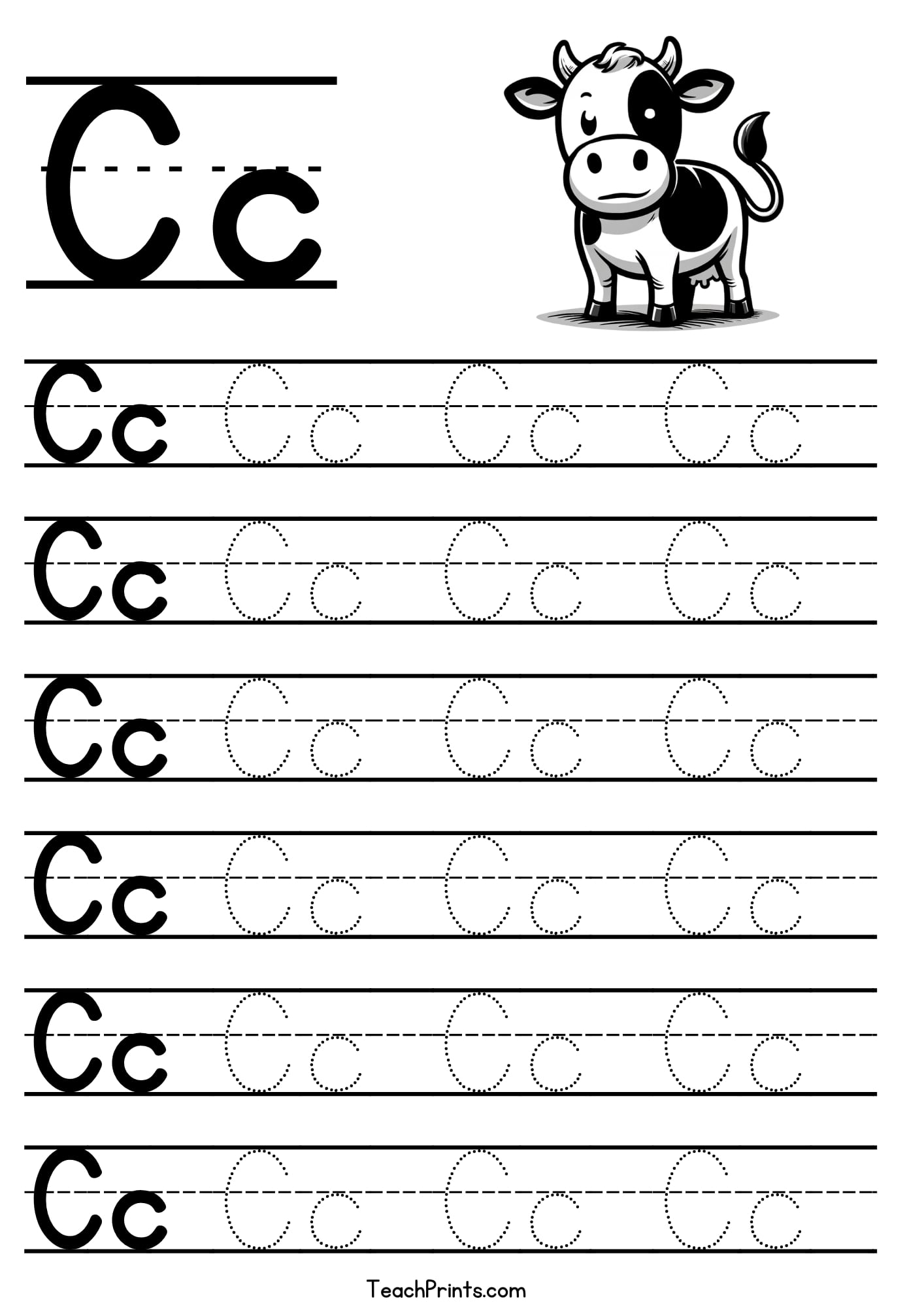 Letter C Tracing Worksheet - Free Printables - Teach Prints