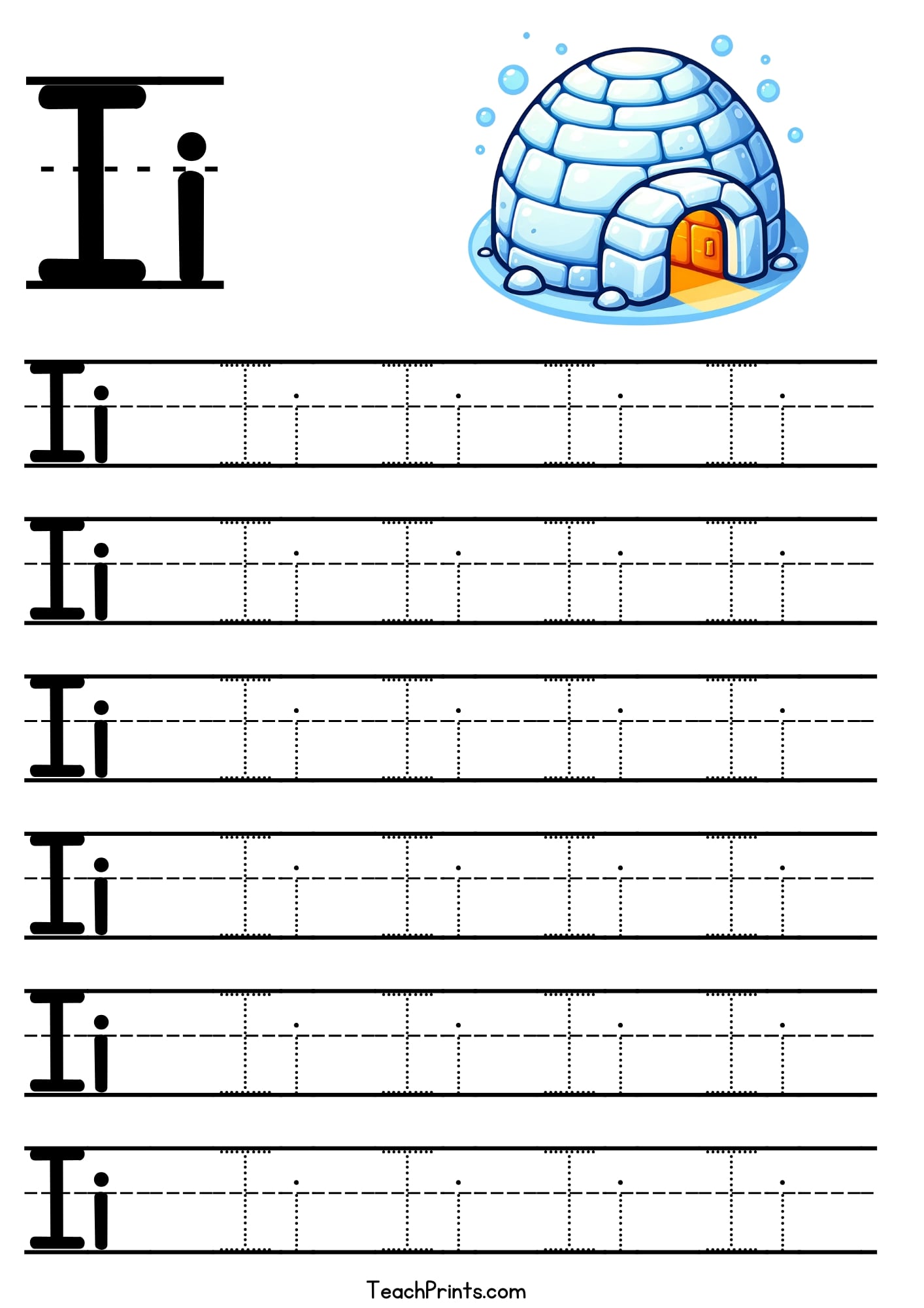 Trace Letter I Worksheet
