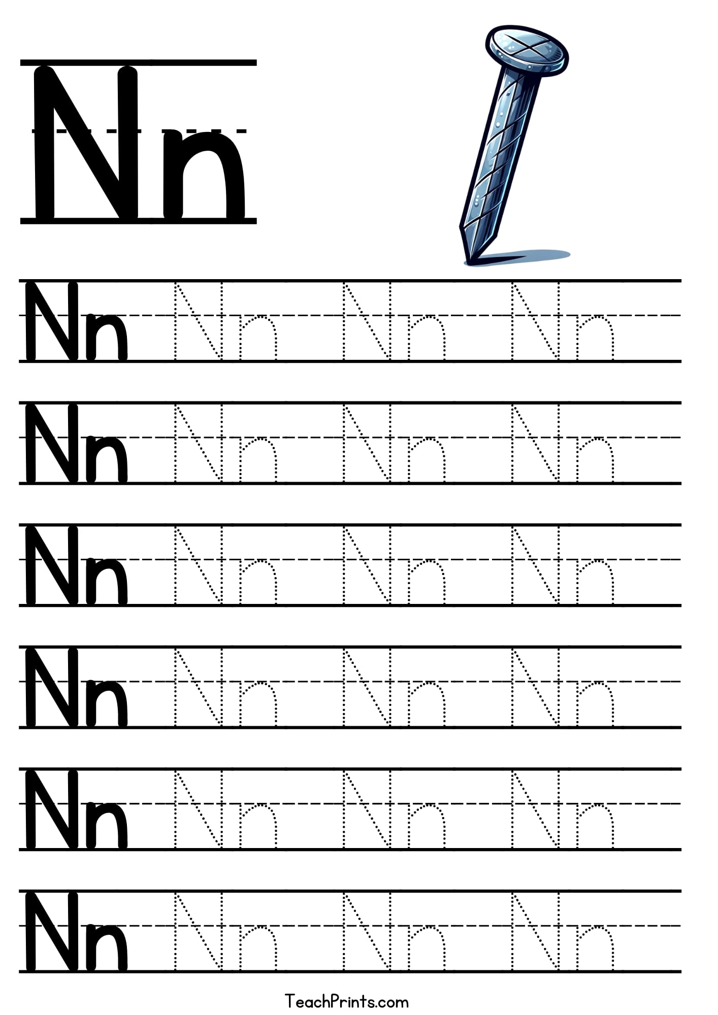 letter-n-tracing-worksheet-free-printables-teach-prints for Free Printable Letter N Worksheets For Kindergarten Letter N Tracing Worksheet - Free Printables - Teach Prints for Free Printable Letter N Worksheets For Kindergarten