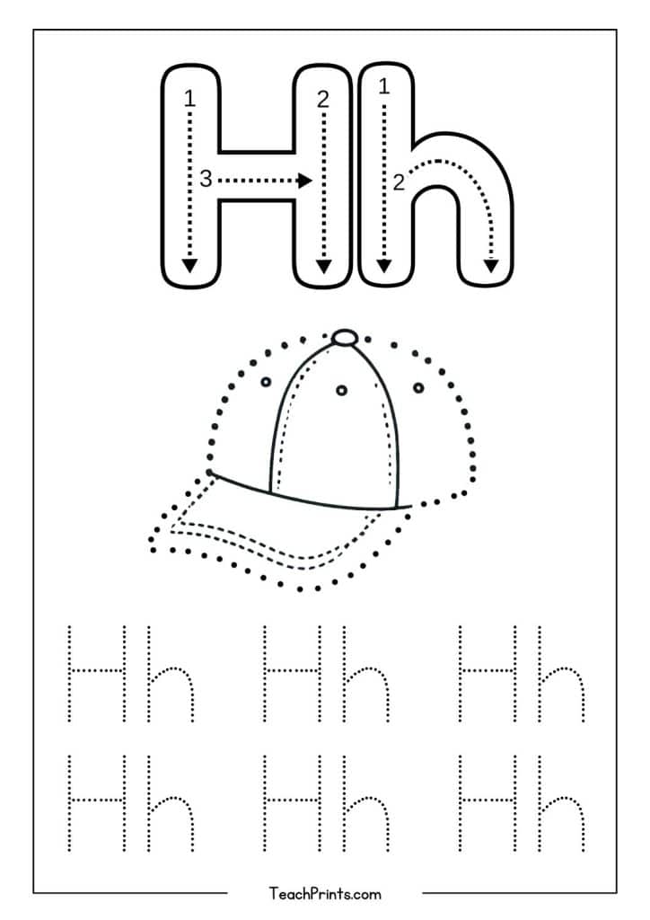 Letter H Tracing Worksheet Free Printables Teach Prints