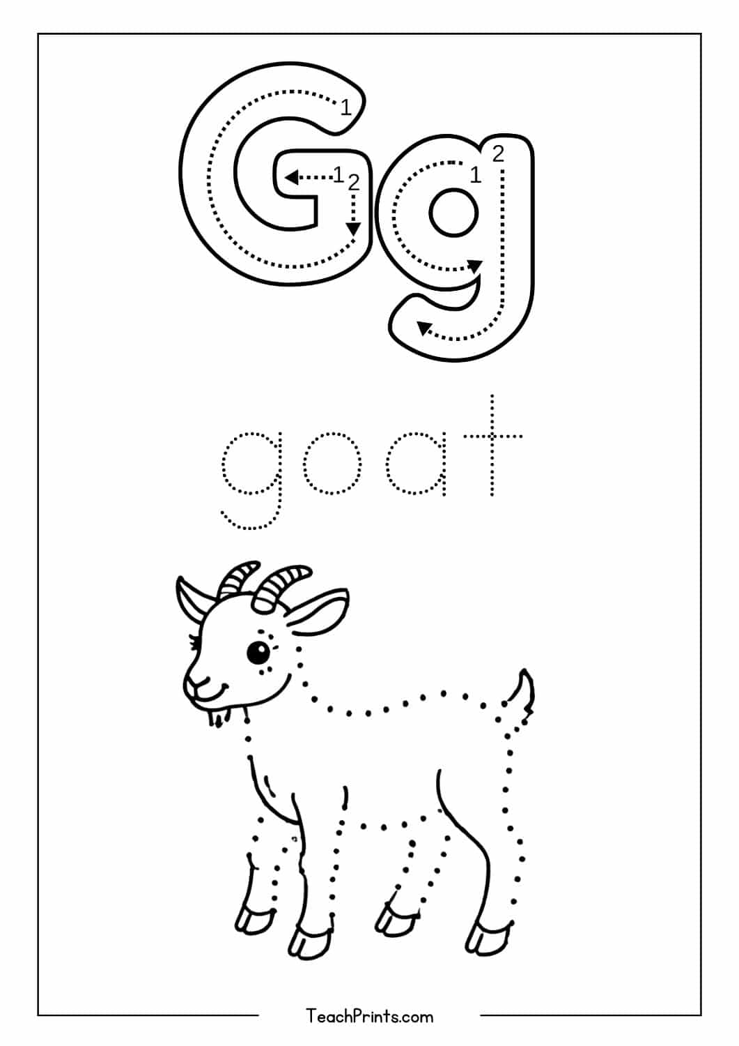Letter G Tracing Worksheet Free Printables Teach Prints
