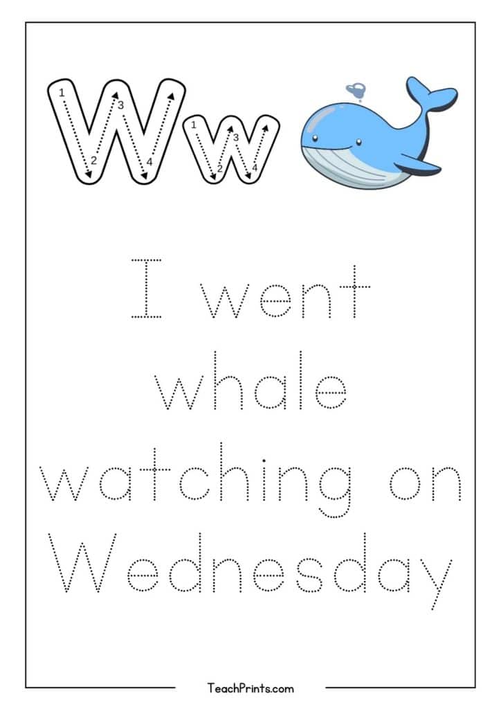 w tracing worksheet