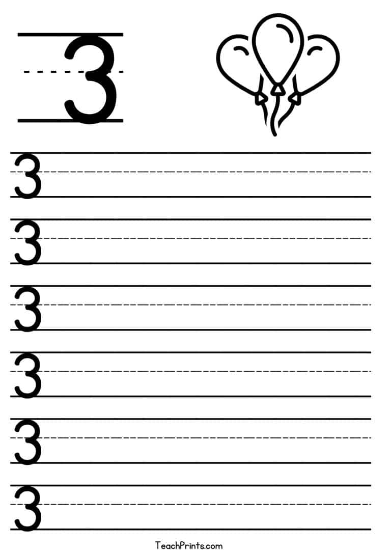 tracing number 3 free