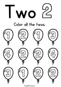 Number 2 Tracing Worksheets - Free Printables - Teach Prints