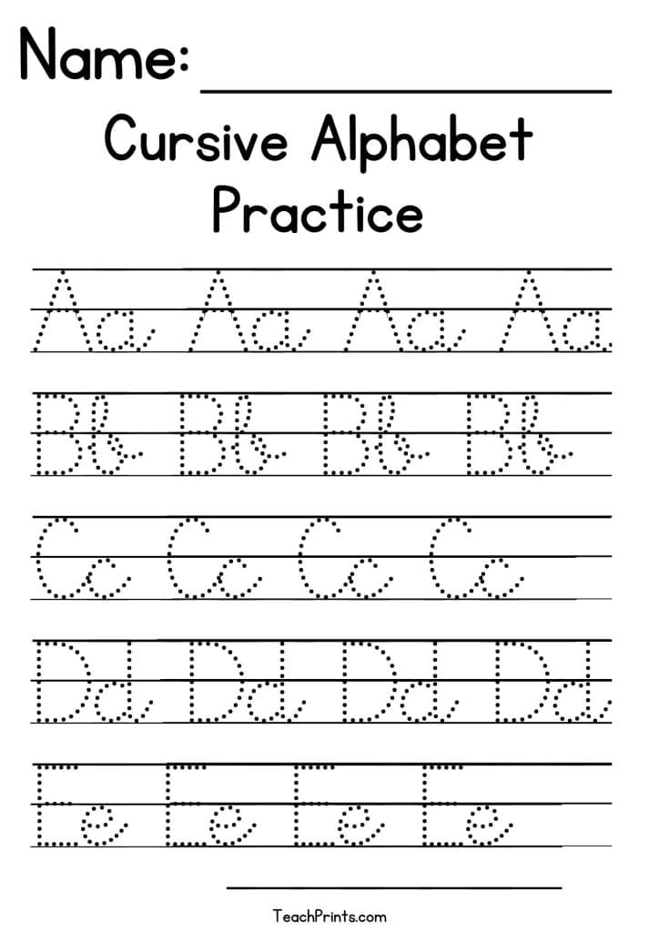 Cursive Alphabet Tracing Worksheets - Free Printables - Teach Prints