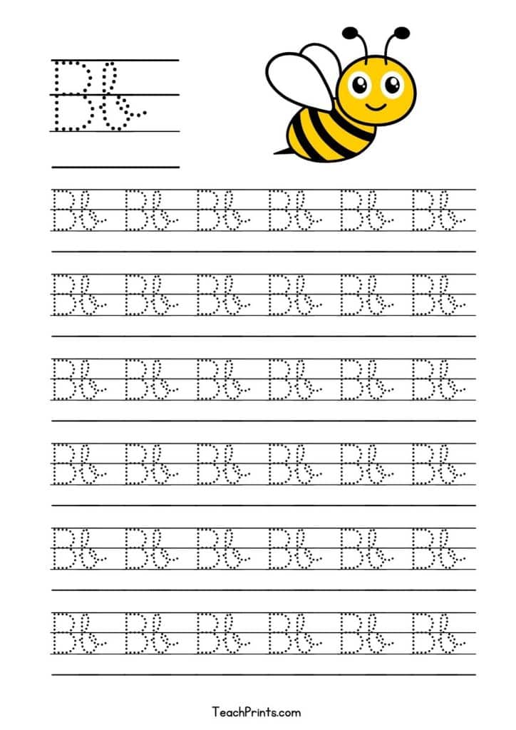 cursive B tracing worksheet free