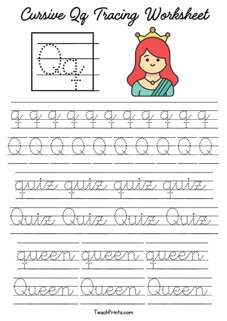 cursive q printable worksheet