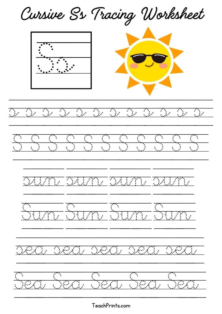 9 Cursive S Tracing Worksheets Free Printables Teach Prints
