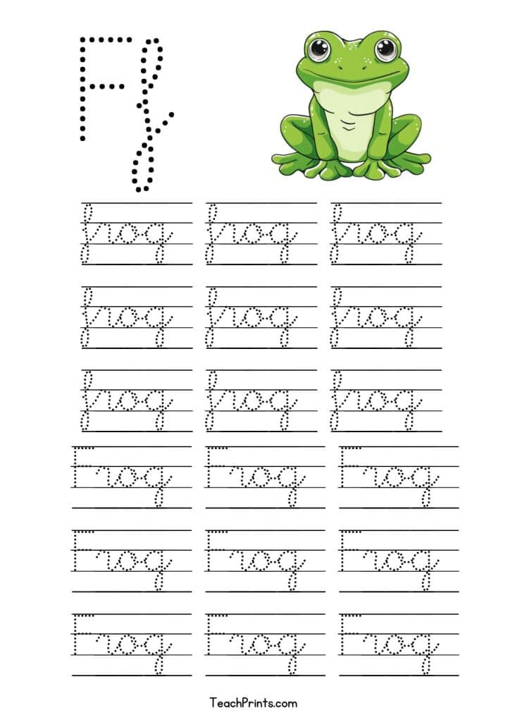 free cursive f tracing worksheet