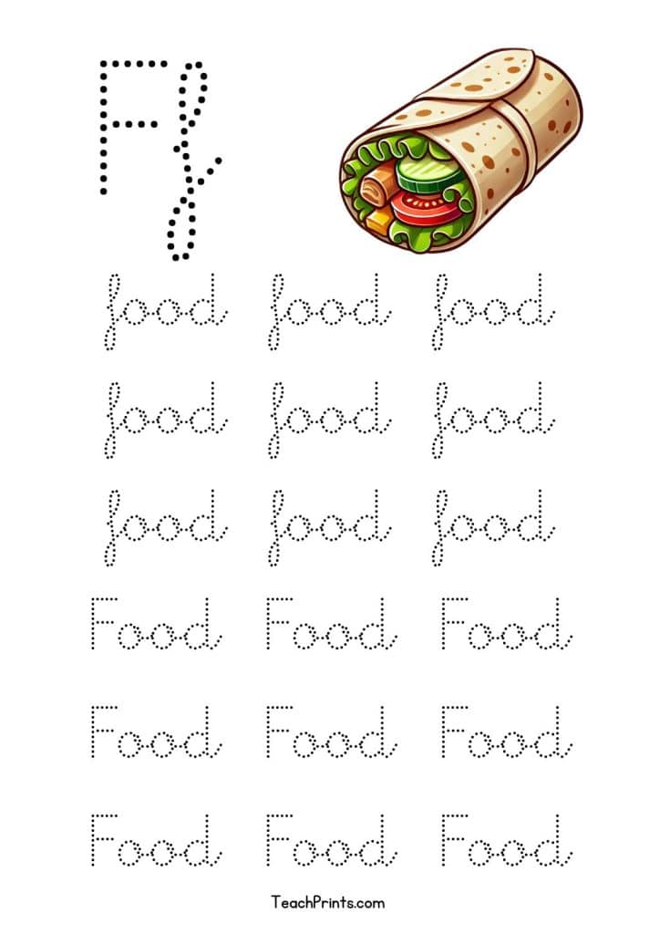 free cursive f tracing worksheet