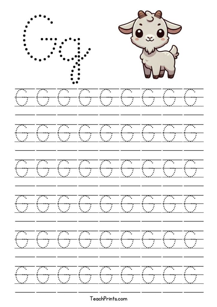 free cursive g tracing worksheet