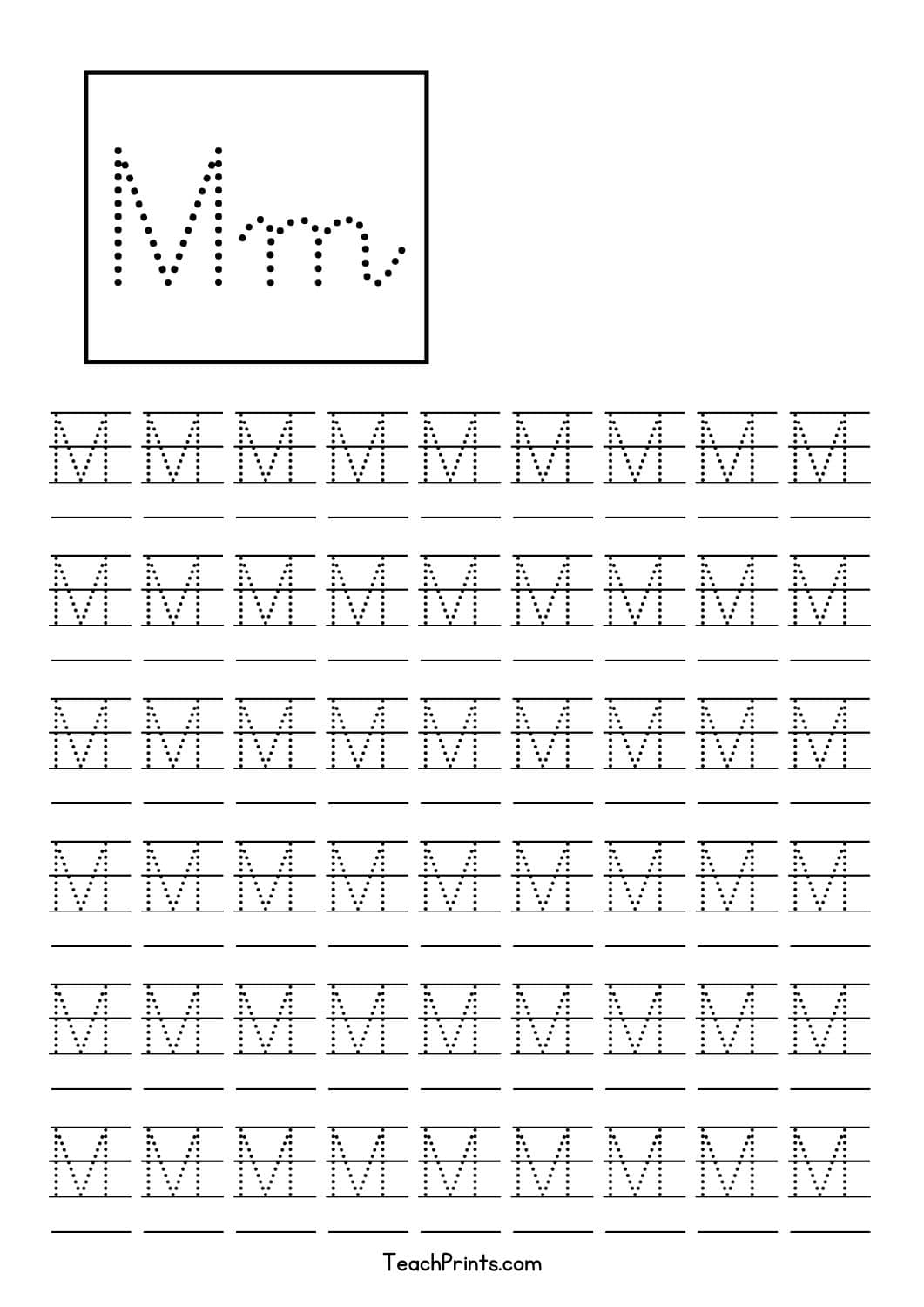 10 Cursive M Tracing Worksheets - Free Printables - Teach Prints