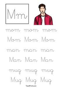 10 Cursive M Tracing Worksheets - Free Printables - Teach Prints