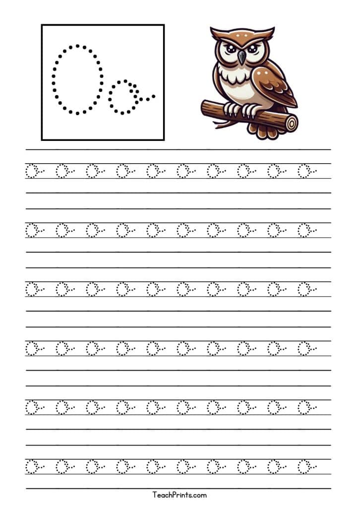 free cursive o tracing worksheet
