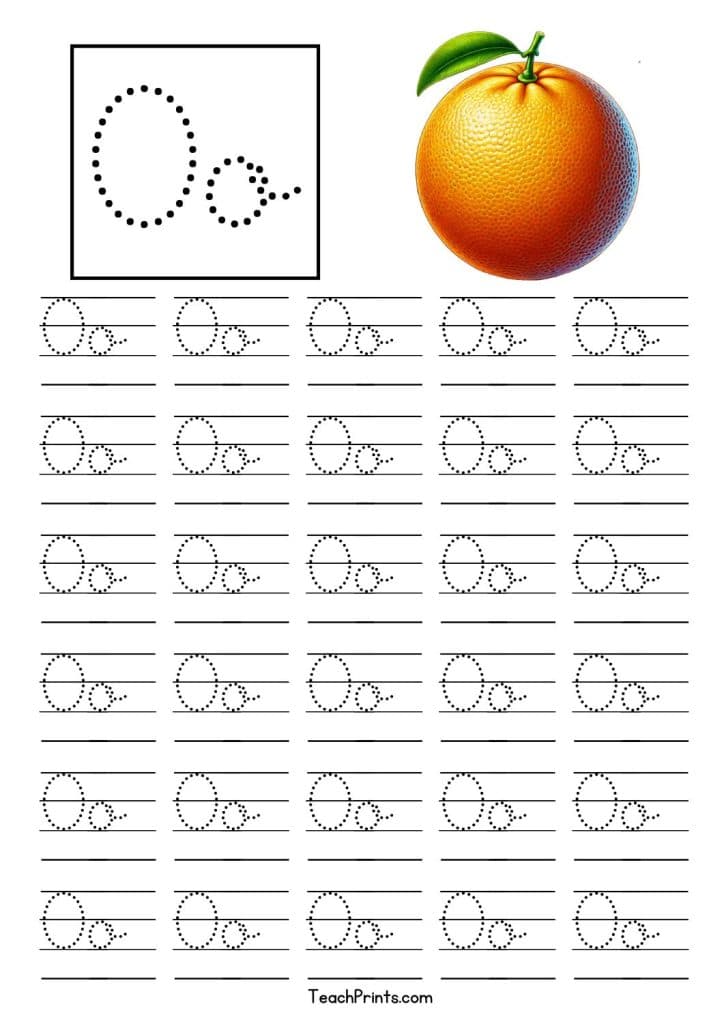 free cursive o tracing worksheet