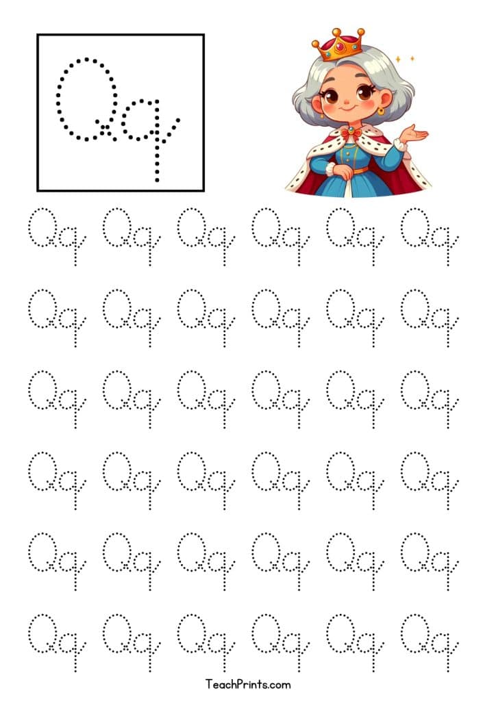 free cursive q tracing worksheet
