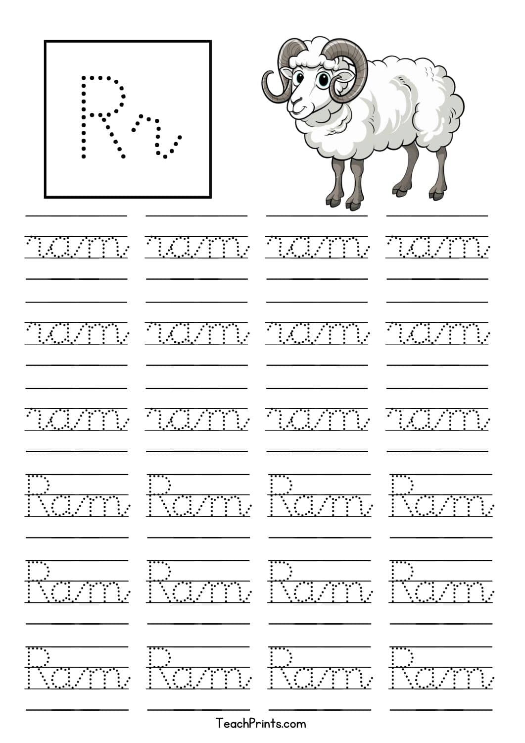 10 Cursive R Tracing Worksheets - Free Printables - Teach Prints