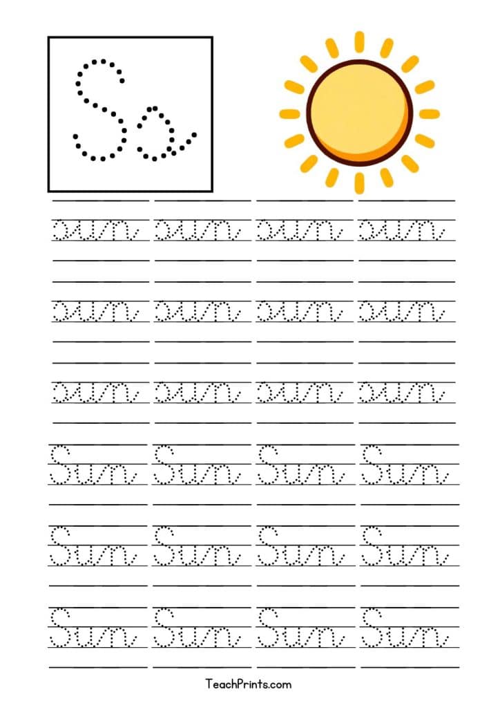 free cursive s tracing worksheet