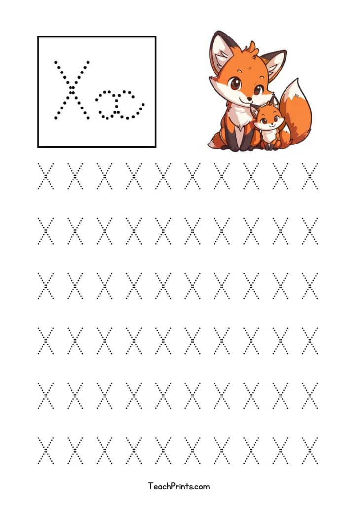 free cursive x tracing worksheet