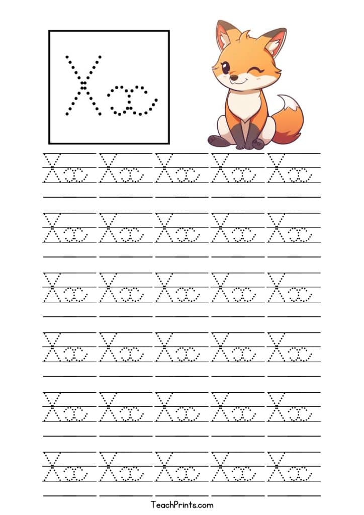 free cursive x tracing worksheet