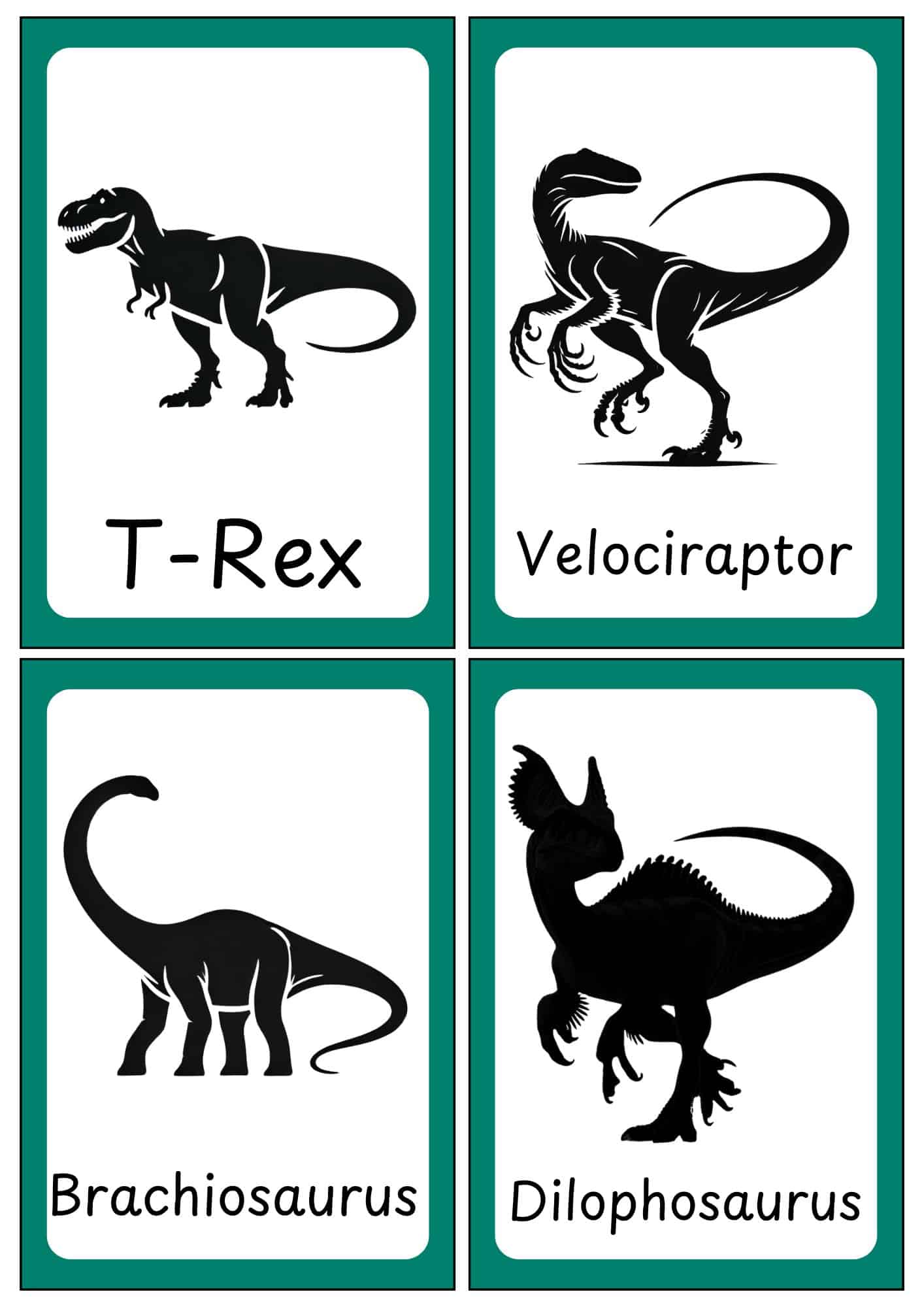21 Dinosaur Flashcards (Free to Print!) 14 dinosaur flashcards