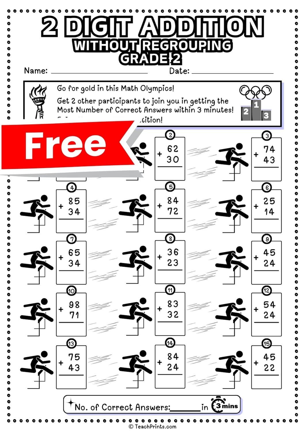 2 Digit Addition Without Regrouping Worksheets - Teach Prints