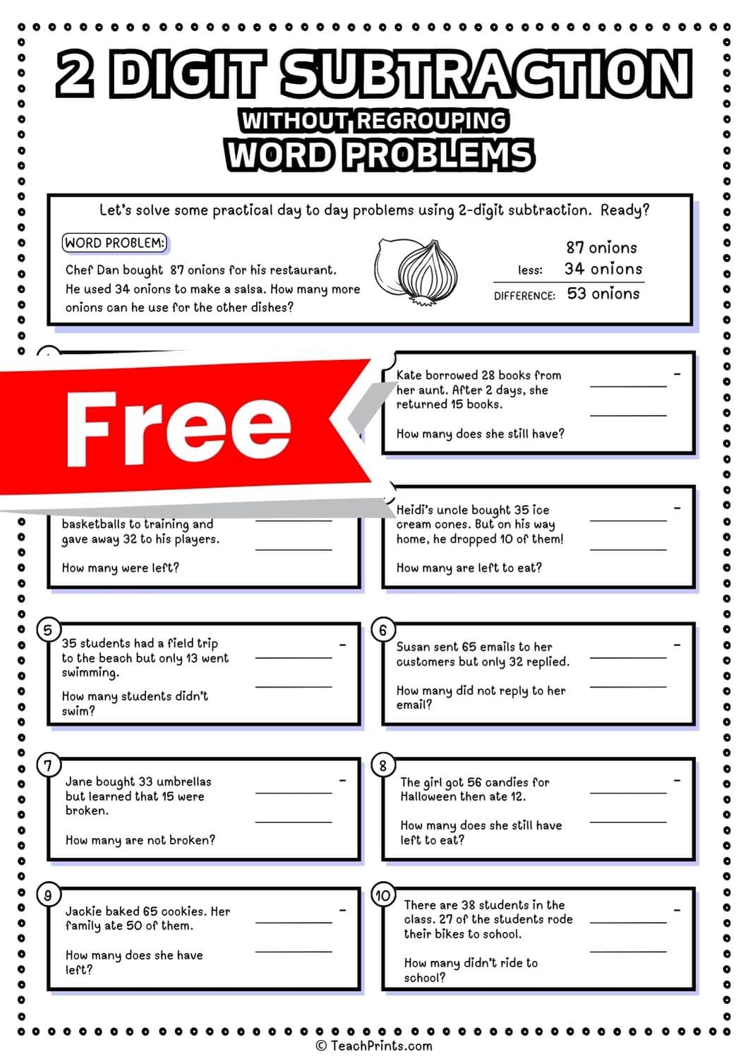 2 digit subtraction without regrouping worksheet