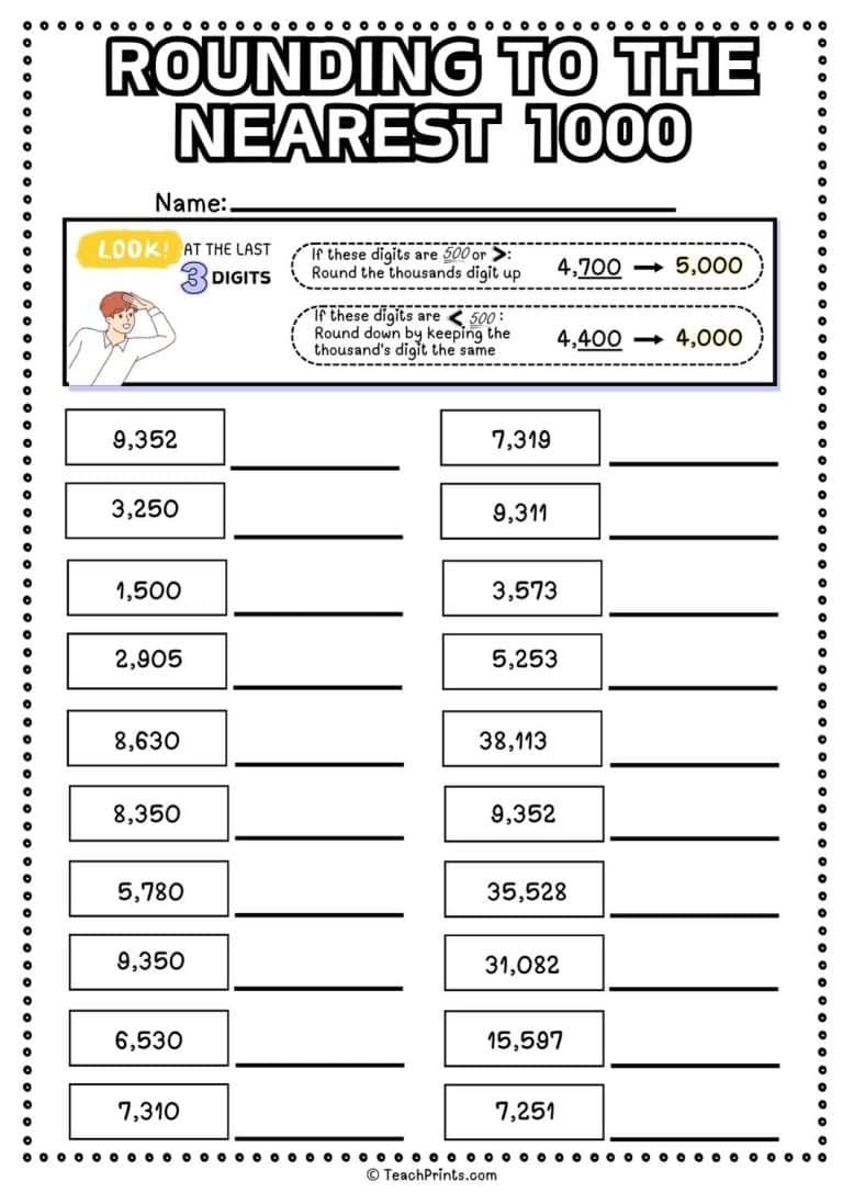 Free Rounding To The Nearest 1000 Worksheets Teach Prints Free Rounding To The Nearest 1000 Worksheets Teach Prints
