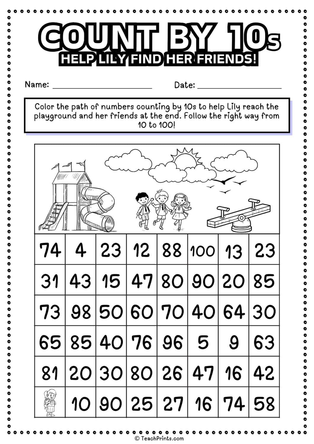 count by 10s worksheet