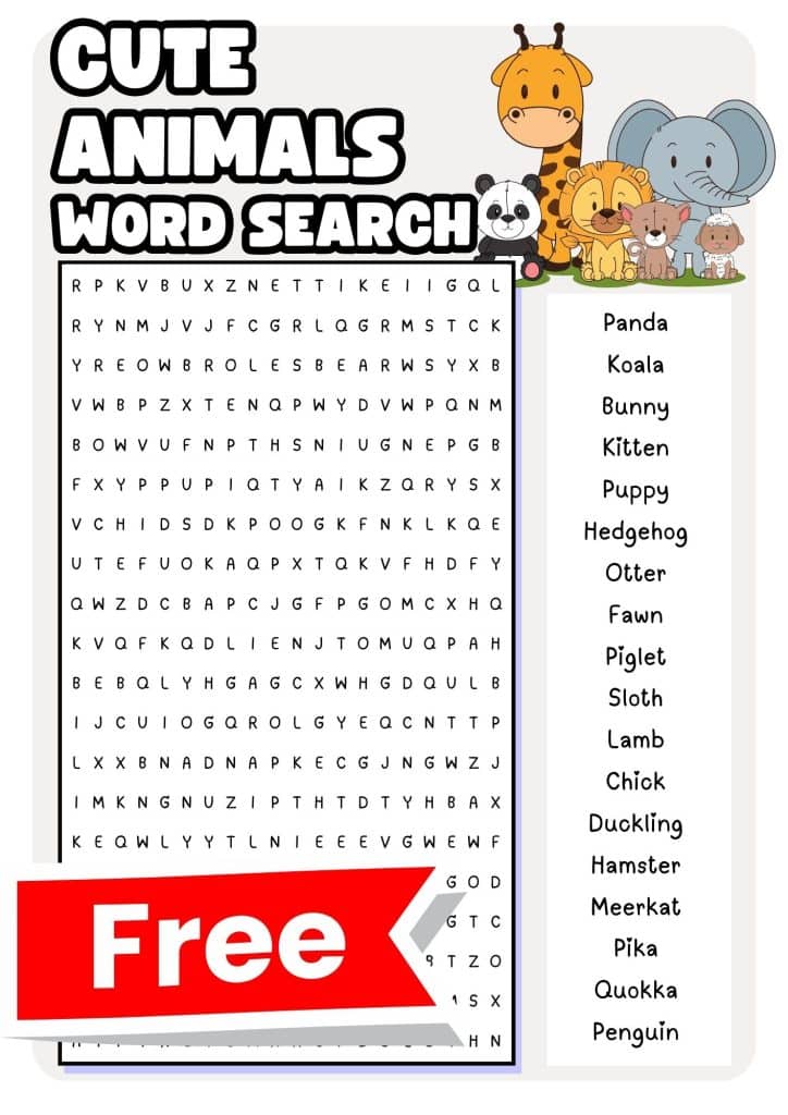 Taylor Swift Word Searches (12 Free Printable Pdfs) 26 animal word search preview