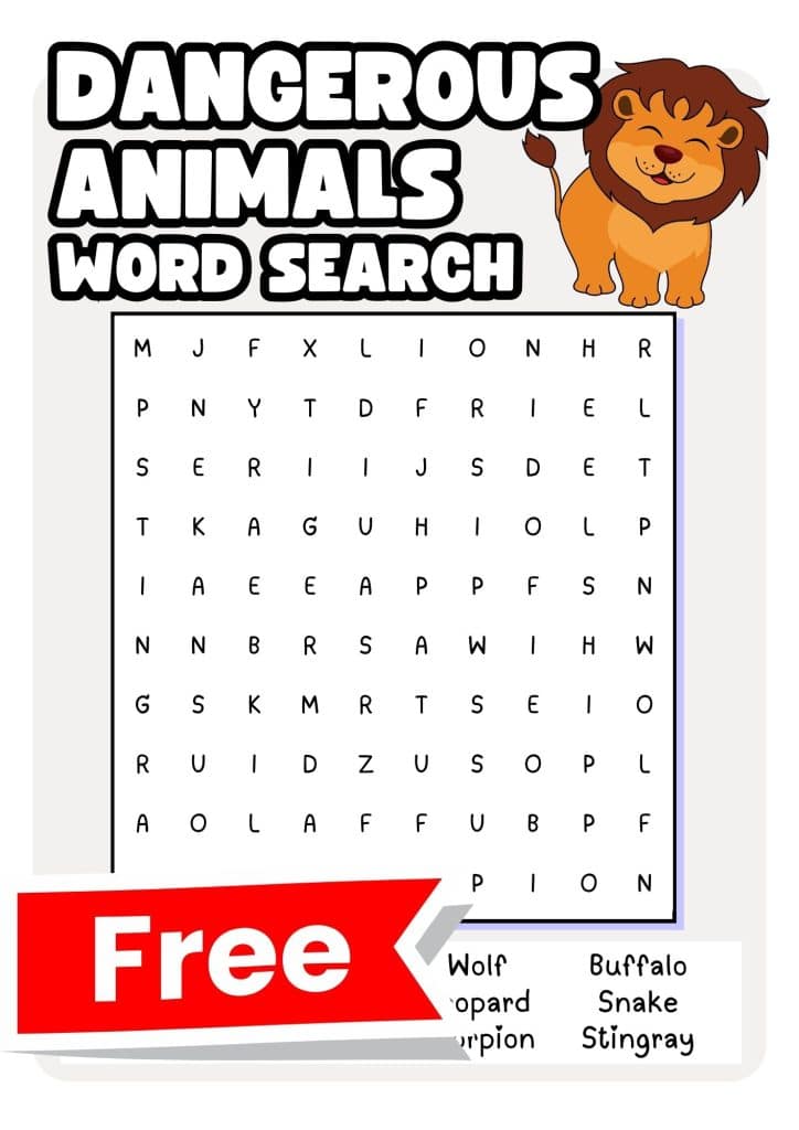 animal word search preview