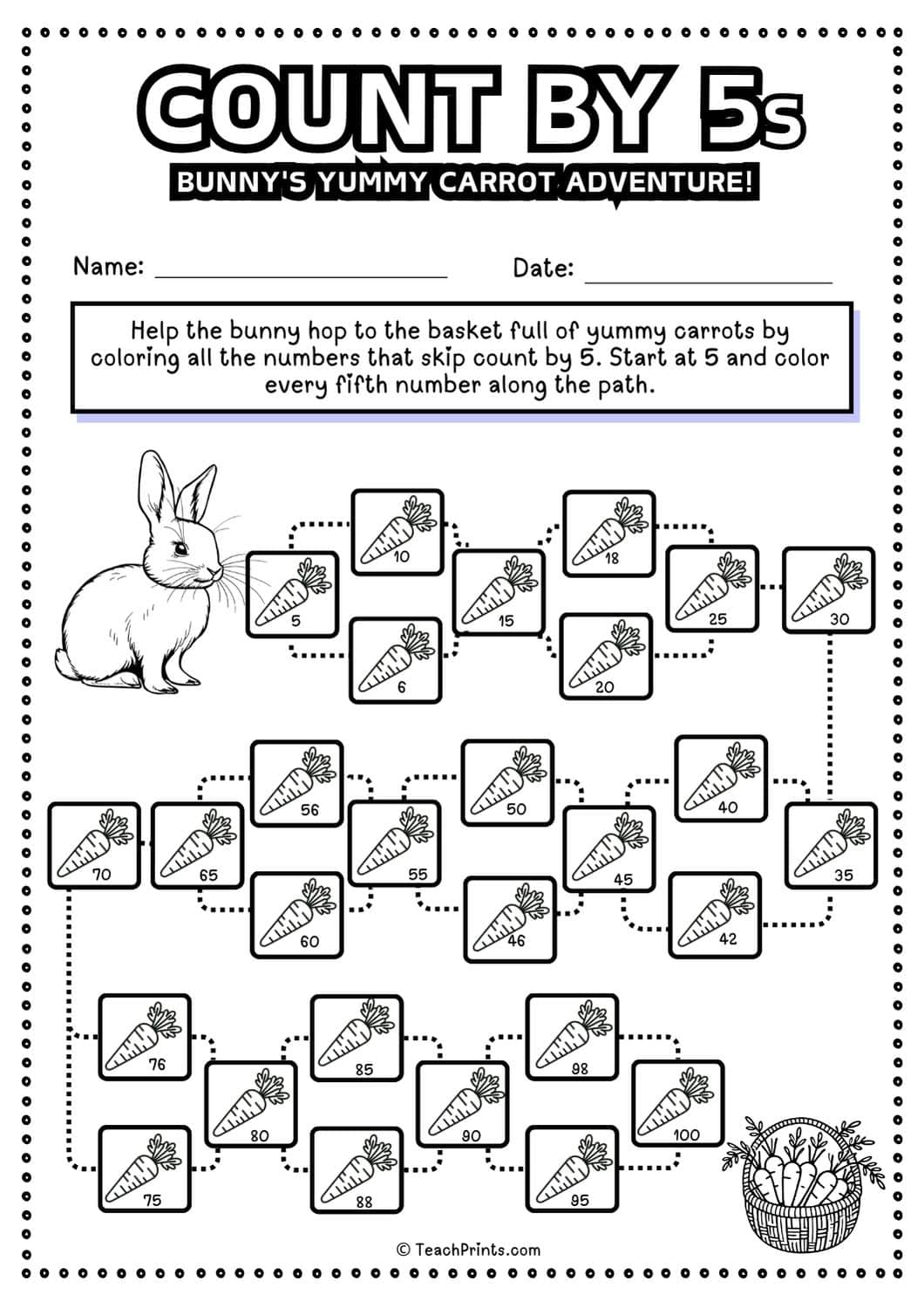 free count by 5s worksheet