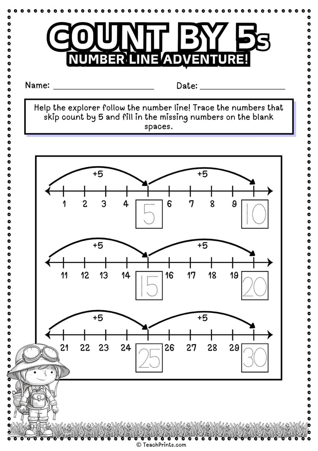 free count by 5s worksheet