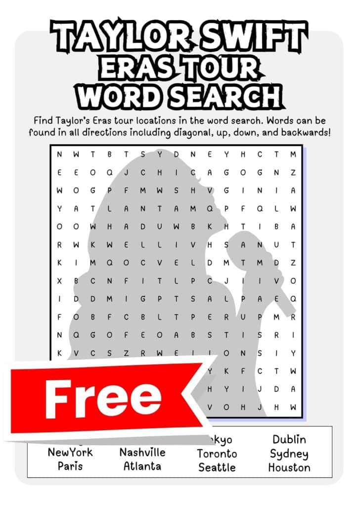 Taylor Swift Word Searches (12 Free Printable Pdfs) 14 Taylor Swift word search