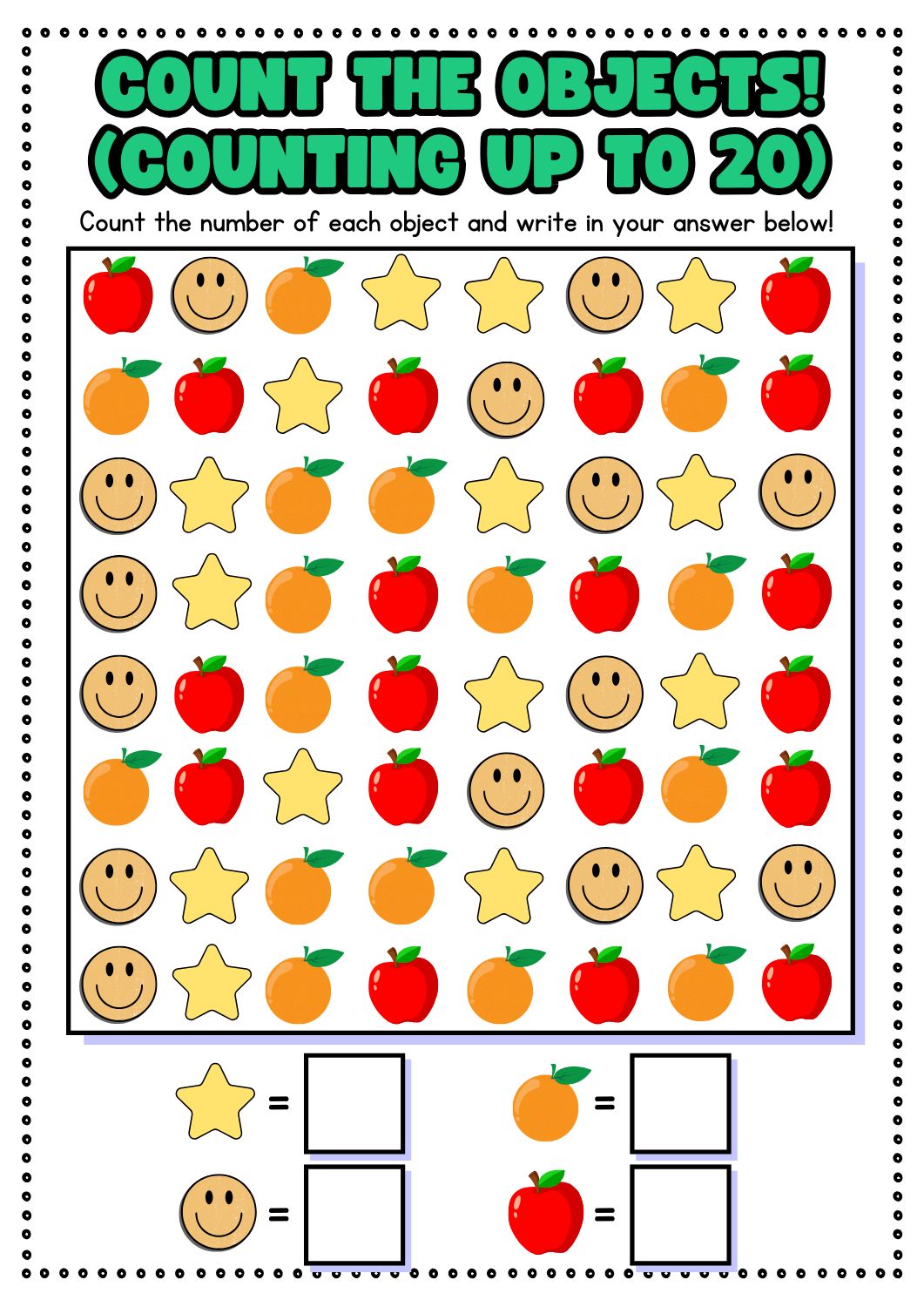 Counting Worksheets Kindergarten 1 20 FREE Number Writing Practice