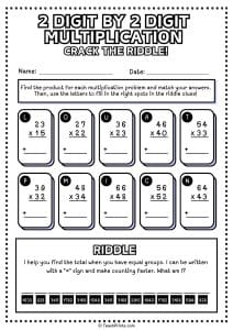 Free 2 Digit by 2 Digit Multiplication Worksheets - Teach Prints
