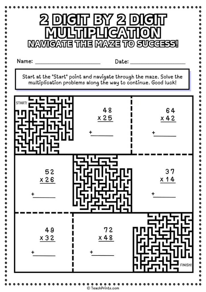 2 digit by 2 digit multiplication worksheet