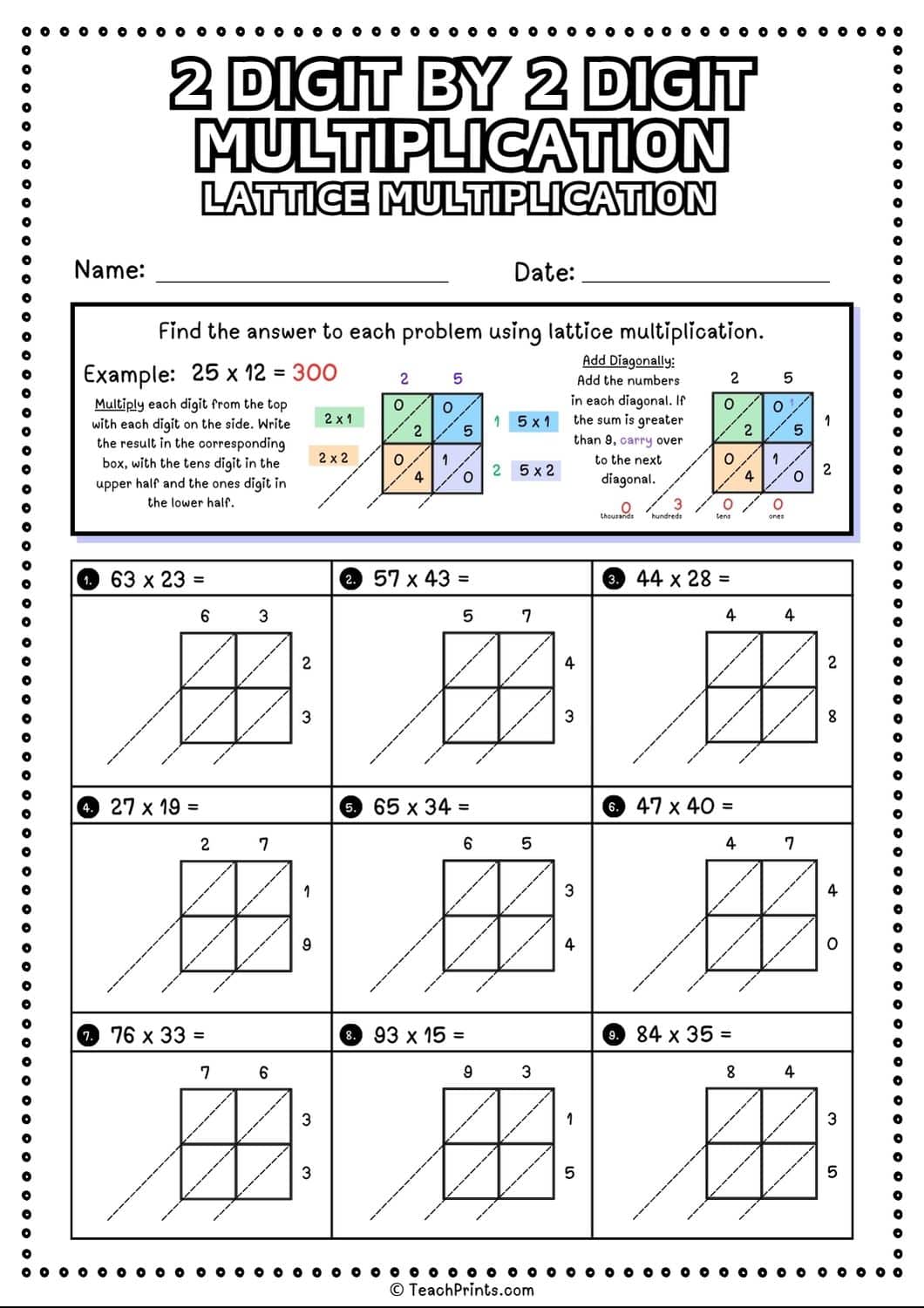 2 digit by 2 digit multiplication worksheet