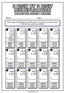 Free 2 Digit by 3 Digit Multiplication Worksheets - Teach Prints