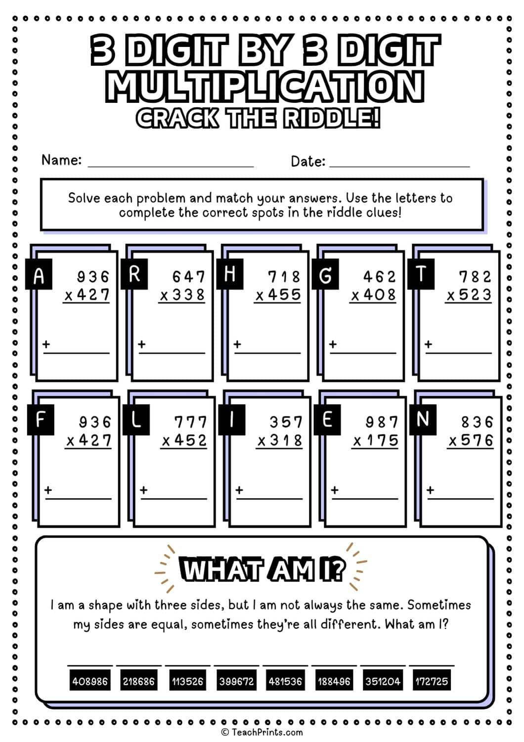 3 digit by 3 digit multiplication worksheet