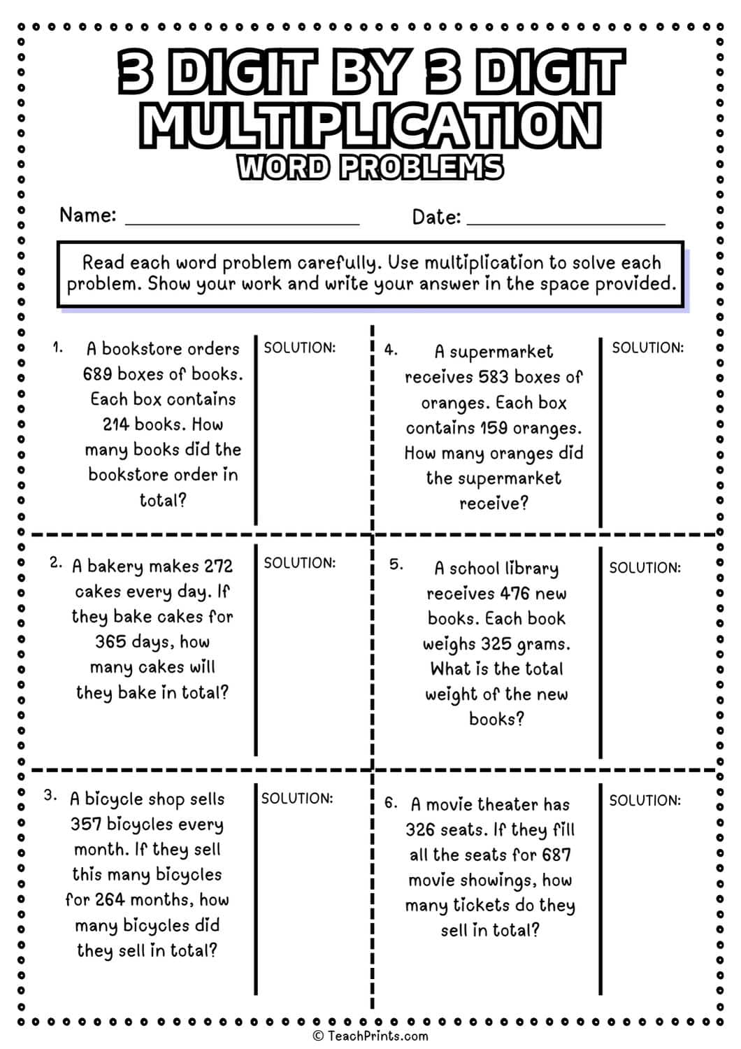3 digit by 3 digit multiplication worksheet