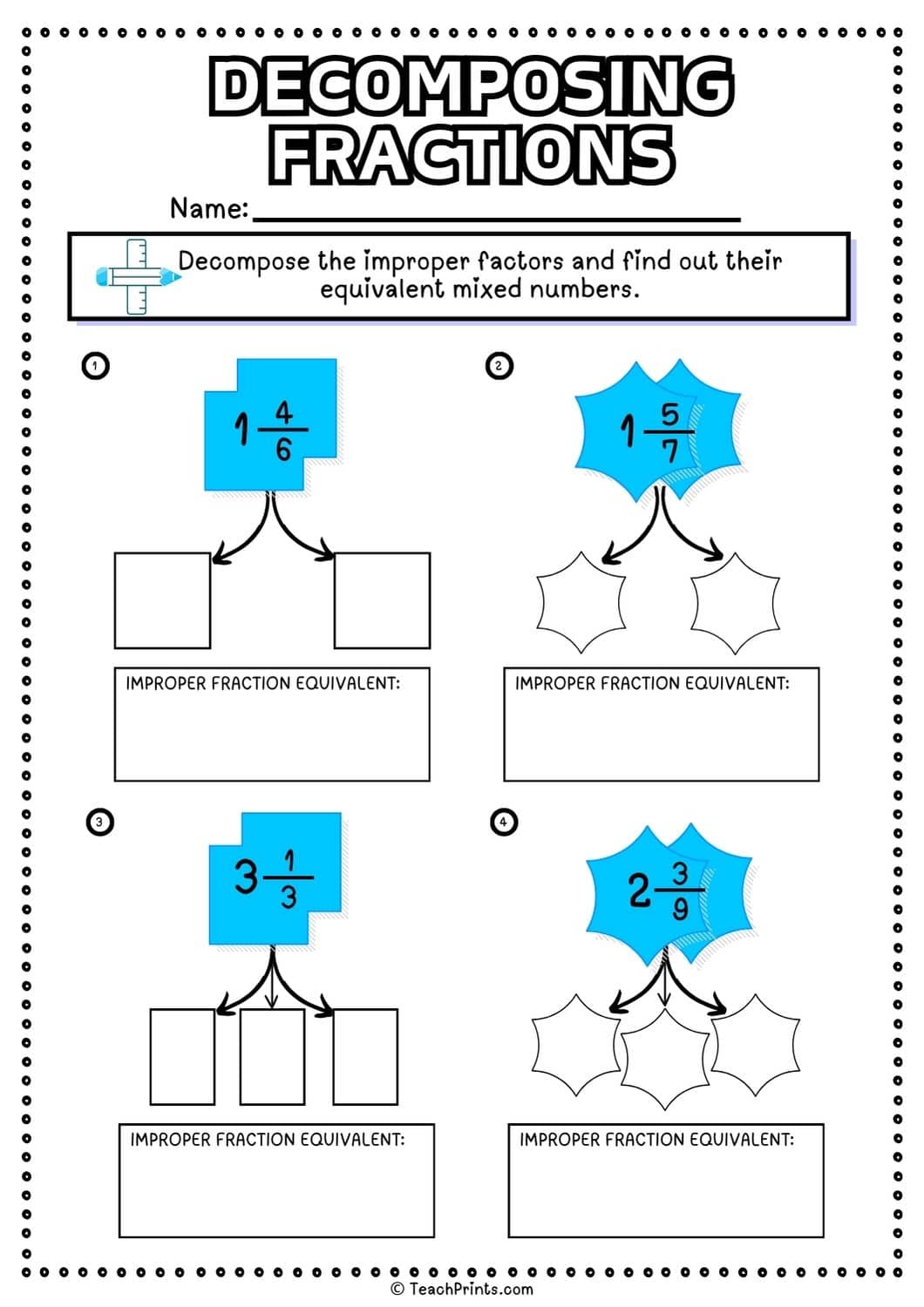 Free Decomposing Fractions Worksheets 19 Decomposing fractions worksheet