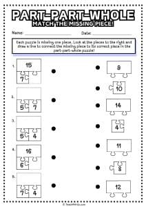 Part-Part Whole Worksheets - Free! - Teach Prints