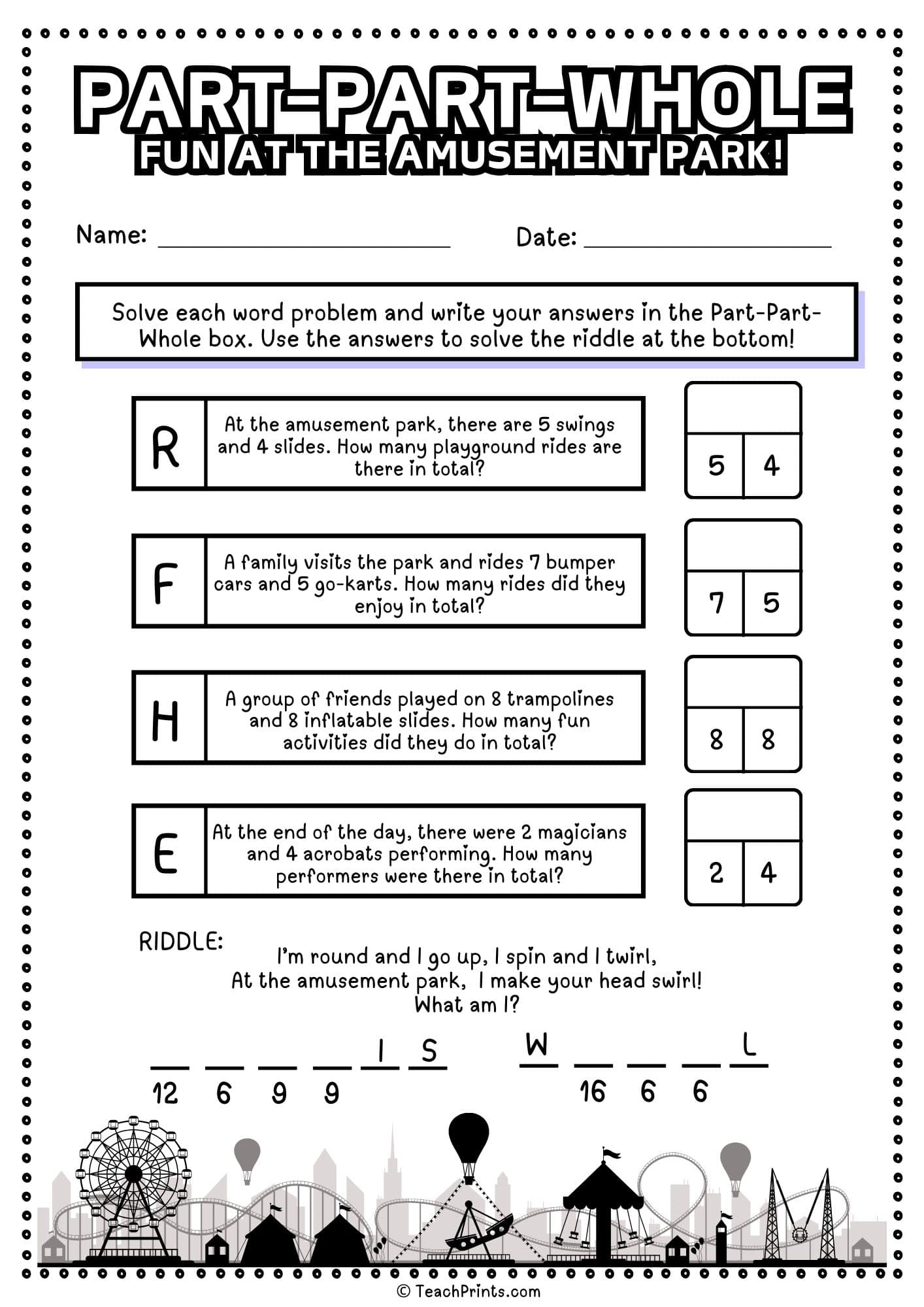 Part-Part Whole Worksheets - Free! 19 Part-Part Whole Worksheet