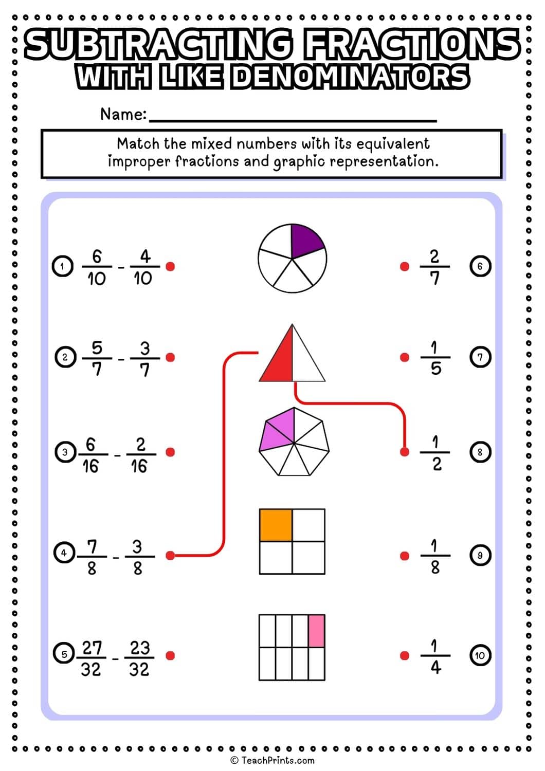 Free Subtracting Fractions With Like Denominators Worksheets 17 subtracting fractions with like denominators worksheet